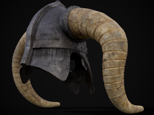 Medieval Viking Horn Helmet 3D Model