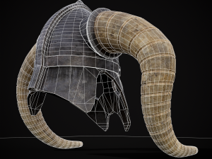 Medieval Viking Horn Helmet 3D Model