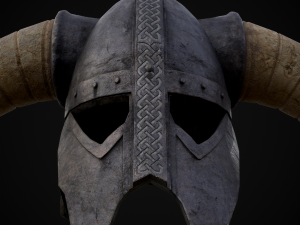 Medieval Viking Horn Helmet 3D Model