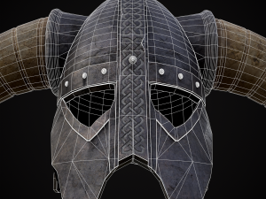 Medieval Viking Horn Helmet 3D Model