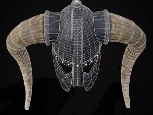 Medieval Viking Horn Helmet 3D Model