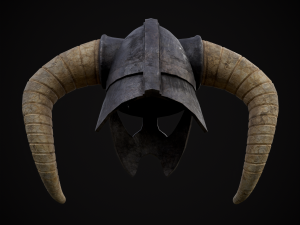 Medieval Viking Horn Helmet 3D Model
