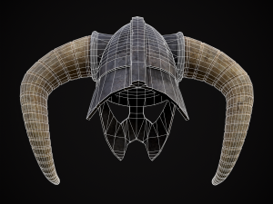 Medieval Viking Horn Helmet 3D Model