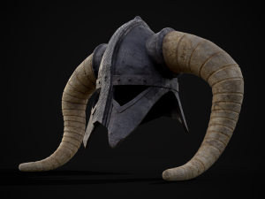 Medieval Viking Horn Helmet 3D Model