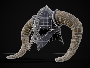 Medieval Viking Horn Helmet 3D Model