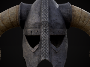 Medieval Viking Horn Helmet 3D Model