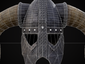 Medieval Viking Horn Helmet 3D Model