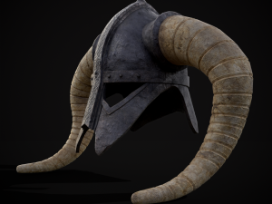 Medieval Viking Horn Helmet 3D Model