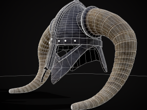 Medieval Viking Horn Helmet 3D Model