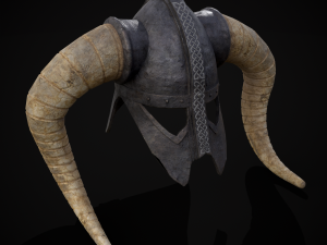 Medieval Viking Horn Helmet 3D Model