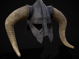 Medieval Viking Horn Helmet 3D Model