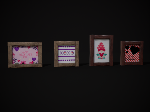 Four Wooden Valentines Picture Frames Modelo 3D