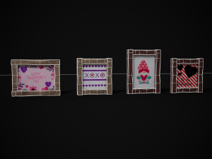 Four Wooden Valentines Picture Frames 3Dモデル