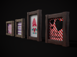 Four Wooden Valentines Picture Frames 3Dモデル