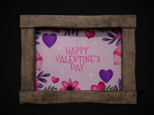 Four Wooden Valentines Picture Frames 3Dモデル