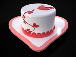 Valentines Cake With Heart Balloon 3D 模型