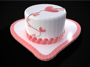 Valentines Cake With Heart Balloon 3D Модель