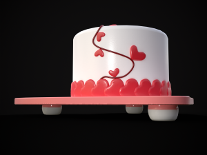 Valentines Cake With Heart Balloon 3D Модель
