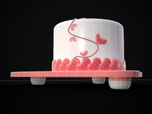 Valentines Cake With Heart Balloon 3D Модель
