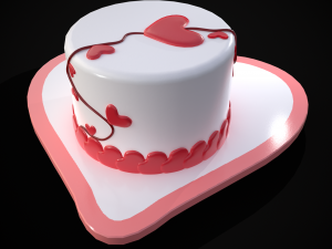 Valentines Cake With Heart Balloon 3D Модель