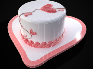 Valentines Cake With Heart Balloon 3D Модель