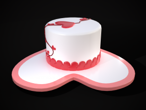 Valentines Cake With Heart Balloon 3D Модель