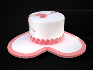 Valentines Cake With Heart Balloon 3D Модель