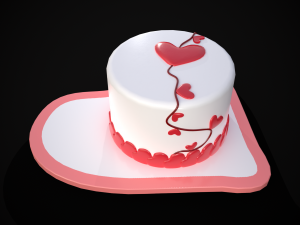 Valentines Cake With Heart Balloon 3D Модель