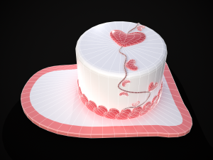Valentines Cake With Heart Balloon 3D Модель