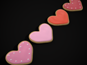 Pink Red Heart Cookies 3D Model