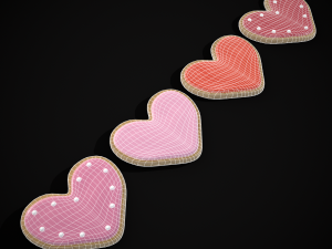 Pink Red Heart Cookies Modelo 3D