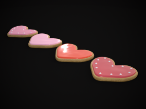 Pink Red Heart Cookies Modelo 3D
