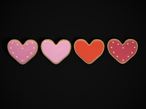Pink Red Heart Cookies Modelo 3D