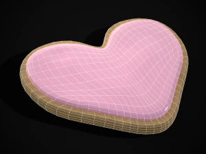 Pink Red Heart Cookies 3D Model