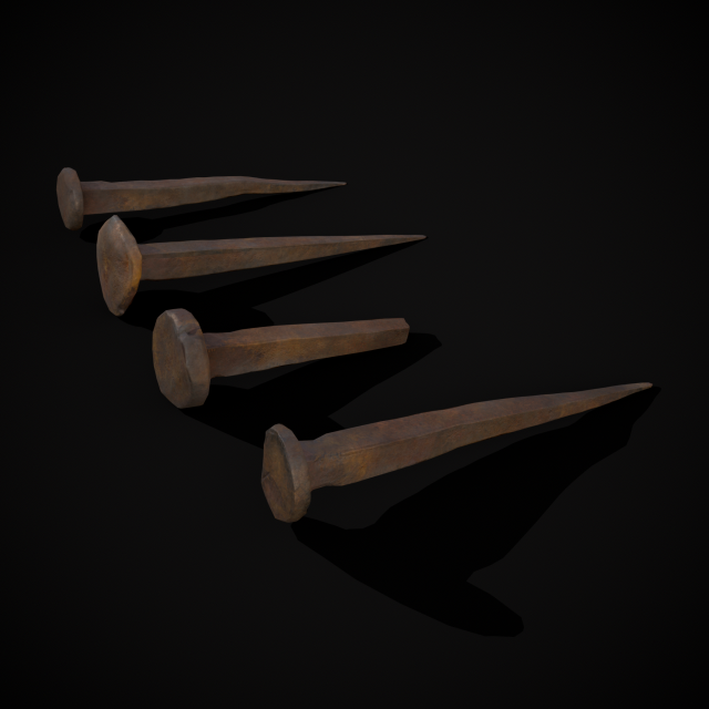 Old Rusting Medieval Nails 3D Model .c4d .max .obj .3ds .fbx .stl .blend 