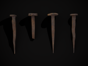 Old Rusting Medieval Nails 3D Model