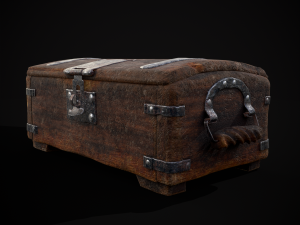 Old Rustic Rose Wood Chest Modello 3D