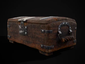 Old Rustic Rose Wood Chest 3D Model