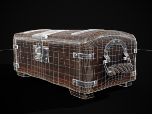 Old Rustic Rose Wood Chest Modello 3D