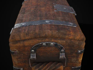 Old Rustic Rose Wood Chest 3D Model