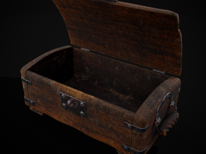 Old Rustic Rose Wood Chest Modello 3D