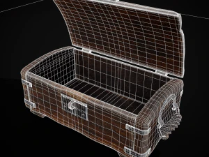 Old Rustic Rose Wood Chest 3D Model