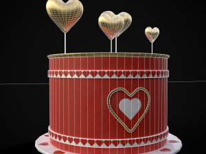 Red And White Heart Balloon Cake 3D 모델