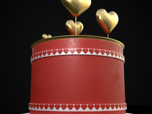 Red And White Heart Balloon Cake 3D 모델