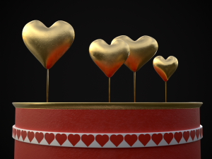 Red And White Heart Balloon Cake 3D 모델