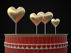 Red And White Heart Balloon Cake 3D 모델