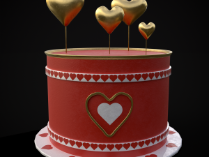 Red And White Heart Balloon Cake 3D 모델
