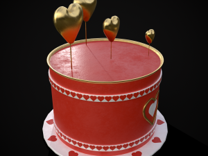 Red And White Heart Balloon Cake 3D 모델