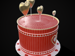 Red And White Heart Balloon Cake 3D 모델