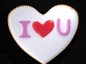 I Heart You Valentines Cookie Modelo 3D